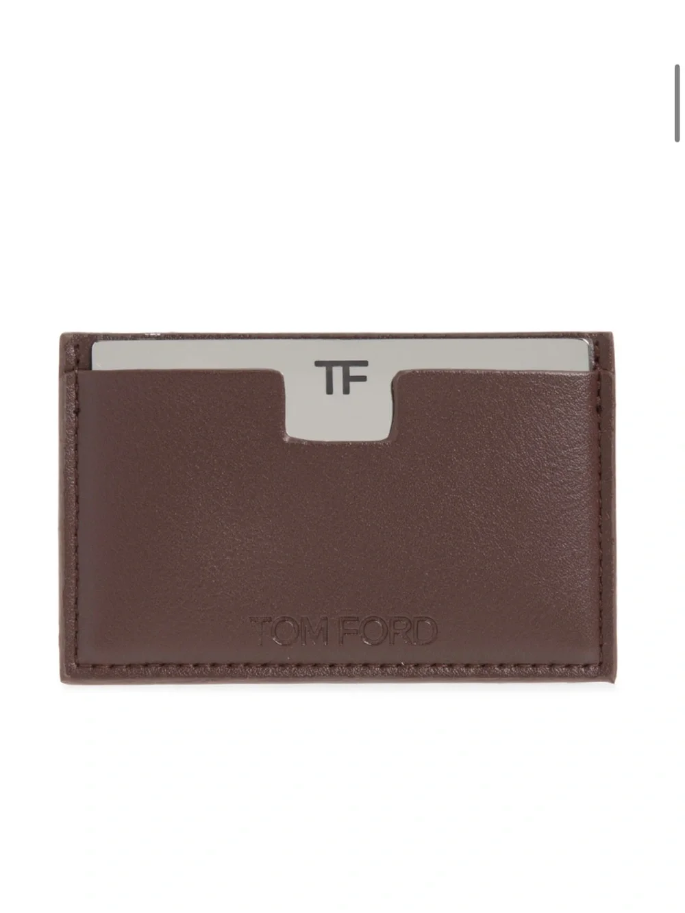 Tom Ford Brown Leather Card Holder with mirror